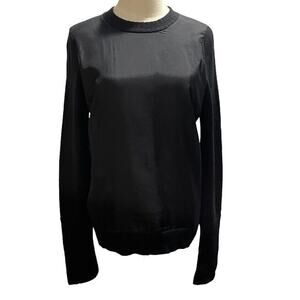 Vera Wang Authenticated Black Wool Silk Front Long Sleeve Sweater Sz Sm
